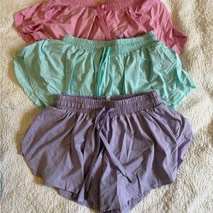 Three pairs of Pastel Athletic Shorts Trio - Pink, Mint, Lavender